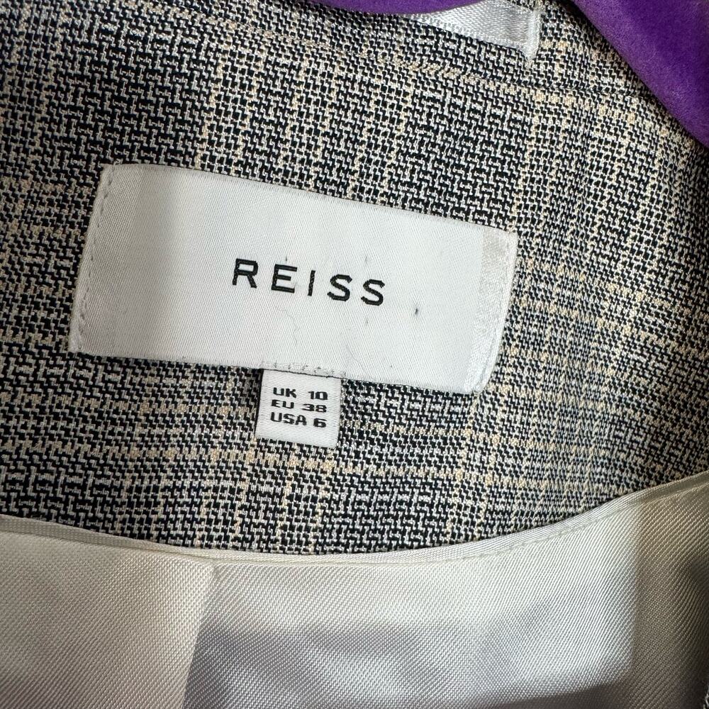 Reiss Grey/Black Check Webb Jacket Wool Blend Slim Fit Career Office Women's 6 - Picture 13 of 16